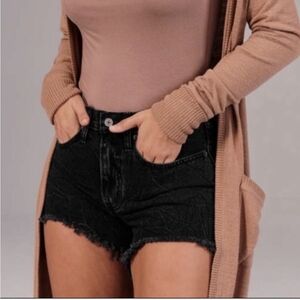 Abercrombie & Fitch Mid Rise Cut Off Boyfriend Shorts Boho, Black size 29 / 8